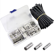 Load image into Gallery viewer, Pastall Non Insulated Butt Connectors Kit 200pcs 22-10 Gauge Uninsulated Butt Connector 22-18AWG, 16-14AWG, 12-10AWG, Electrical Wire Crimp Ferrule Terminals with 45pcs Heat Shrink Tube