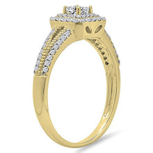 Load image into Gallery viewer, Dazzlingrock Collection 0.50 Carat (ctw) 14K Princess & Round Cut Diamond Halo Engagement Ring 1/2 CT, Yellow Gold, Size 6