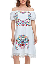 Load image into Gallery viewer, YZXDORWJ Women Mexican Embroidered Dress Short Sleeve (XXL, 36W)