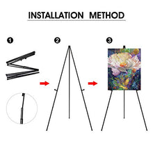 Load image into Gallery viewer, T-SIGN Instant Display Easel Stand - 63" Tripod Collapsible Portable Artist Floor Easel - Easy Folding Telescoping Adjustable Art Poster Metal Stand for Display Show