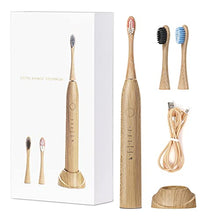 Load image into Gallery viewer, Electric Bamboo Toothbrush, Sonic Toothbrush IPX8 Waterproof, 2 Minute Timer, 3 Rechargeable and Replaceable Bamboo Toothbrush Head