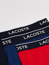 Load image into Gallery viewer, Lacoste mens Casual Classic 3 Pack Cotton Stretch Trunks, Navy Blue/Red/Methylene, Large US