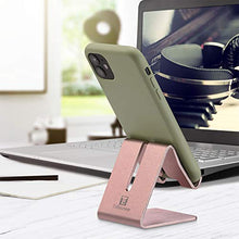 Load image into Gallery viewer, Cell Phone Stand Holder - ToBeoneer Aluminum Desktop Solid Portable Universal Desk Stand Compatible with All Mobile Smart Phone Huawei iPhone X 8 7 6 Plus 5 Ipad Mini Tablet Office Decor (Rose Gold)