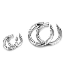 Load image into Gallery viewer, PAVOI 14K White Gold Colored Lightweight Chunky Open Hoops | 50mm White Gold Hoop Earrings for Women