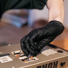 Load image into Gallery viewer, AMMEX GlovePlus Industrial Black Nitrile Gloves, Box of 100, 5 mil, Size Medium, Latex Free, Powder Free, Textured, Disposable, GPNB44100-BX