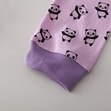 Load image into Gallery viewer, Pajamas for Girls Cute Purple Pandas Sleepwear Little & Big Kids Short Sleeve Loungewear PJ Clothes 3PCS Set Size 7