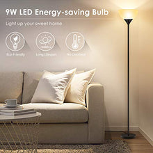 Load image into Gallery viewer, Floor Lamp - Standing Lamp, 9W LED Floor Lamp, Energy Saving & 50,000hrs Long Lifespan, 3000K Warm White, Eye-Caring, Torchiere Floor Lamps for Bedroom, Living Room, Office, Reading, Black Floor Lamps