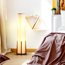 Load image into Gallery viewer, Brightech Parker - Decorative Tower Shade Floor Lamp for Living Rooms - Contemporary Column Lamp - Soft Light for Bedroom Standing 48 Inches (4') Tall - Asian Design w/Wood Frame - Incl. 2 LED Bulbs