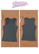 Load image into Gallery viewer, Zecilbo Women's Solid Color Brief Studded Detail Multi-Strap Tank Tops Racerback Sleeveless Shirts