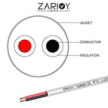 Load image into Gallery viewer, Zarivy 100 Feet 16 Gauge 2 Conductors Red Black Wire with Fire Resistant CL2 White Jacket, 16 AWG Electrical Hookup Wire LED Strips Extension Cord Cable for LED Ribbon Lamp Tape Lighting