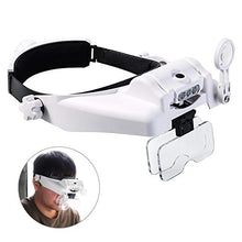 Load image into Gallery viewer, Mufuny Headband Magnifying Glasses Visor Headset with Light LED Magnifier Loupe Hands-Free for Close Work/Sewing/Crafts/Reading/Repair/Jewelry(1X to 14X)