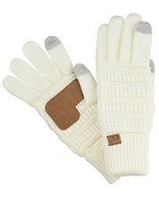 Load image into Gallery viewer, C.C Unisex Cable Knit Winter Warm Anti-Slip Touchscreen Texting Gloves, Ivory