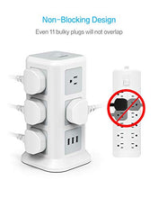 Load image into Gallery viewer, TESSAN Surge Protector Power Strip Tower, Flat Plug Desktop Charging Station with 11 Wide-Spaced Outlets and 3 USB Charger, 15A/ 6.5ft Extension Cord for Home, Office, Dorm Essential