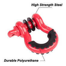 Load image into Gallery viewer, FieryRed 3/4" D Ring Shackle (2 Pack) 22,046Ibs Break Strength with 7/8" Locking Pin and Black Isolator & Washer Kits for use With Tow Strap, Winch & Bubba Rope