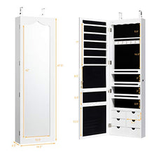 Load image into Gallery viewer, CHARMAID 5 LEDs Mirror Jewelry Armoire Wall Door Mounted, Lockable Jewelry Cabinet with 6 Drawers and Full Length Mirror, Large Capacity Jewelry Organizer Storage Jewelry Box with Drawers (White)