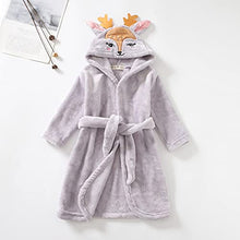 Load image into Gallery viewer, Unisex Infant Bear Ear Fleece Hooded Robe Baby Boys Girls Cartoon Bathrobes Flannel Night-Robe Sleepwear 1-8 Years