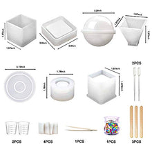 Load image into Gallery viewer, Resin Molds Silicone Kit 20Pcs,Epoxy Resin Molds Including Sphere,Cube,Pyramid,Square,Round, Used for Create Art,DIY,Ashtrays,Coasters,Candles.Bonus Decorative Sequins and The Complete Set Tools