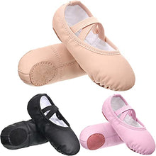 Load image into Gallery viewer, SATINIOR 3 Pairs Ballet Shoes for Girls Toddlers Practice Shoes Ballet Shoe Yoga Shoes 3 Colors Ballet Slippers Flats for Toddler Kids Dancing (9 Toddler) Black, Pink and Beige