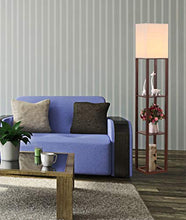 Load image into Gallery viewer, HomeFocus Shelf Floor Lamp with LED Bulb,Display Shelves Floor Lamp,Living Room Floor Lamp,Bedroom Floor Lamp,Natural Linen Shade,Walnut Brown
