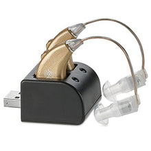 Load image into Gallery viewer, Digital Hearing Amplifiers - Rechargeable BTE Personal Sound Amplifier Pair with USB Dock - Premium Gold Behind The Ear Sound Amplification - by MEDca