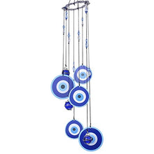 Load image into Gallery viewer, YUFENG Blue Evil Eye Hanging Decoration Ornament Metal Wind Chimes for Home Garden Decoration (Evil Eyes)