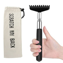 Load image into Gallery viewer, Oversized Portable Extendable Back Scratcher, Upgraded Metal Stainless Steel Telescoping Back Scratcher Tool with Canvas Carrying Bag (Black)