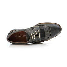 Load image into Gallery viewer, Ferro Aldo Phillip MFA19312 Mens Classic Brogue Wingtip Perforated Oxford Derby Dress Shoes (6.5, Grey Plaid, 6.5)