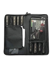 Load image into Gallery viewer, Chef’s Leather Knife Carrier bag, Portable Knife Culinary Case Bag with 9 Knife Holder Slots and Zipper Pouch for Small Kitchen Tools, Knife Roll Case Secure Each Universal Knife, Chef Knife Bag