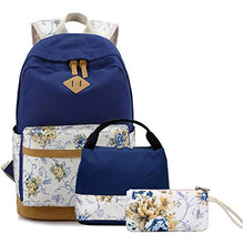 Load image into Gallery viewer, FLYMEI Floral Backpack for Women, Blue Bookbags for Women, Cute Canvas Backpack for School, Floral Bookbag for Teens, Girl Travel Back Pack, 15 Inch Fashion Backpack for Work