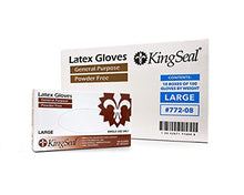Load image into Gallery viewer, KingSeal Size MEDIUM Latex General Purpose Gloves, Powder Free, 4 mil, Non-Medical Uses Only - 1 Box of 100 Gloves By Weight