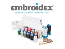 Load image into Gallery viewer, Embroidex Embroidery Machine Starter Kit - Everything Needed to Do Machine Embroidery Plus Bonus Embroidery Designs and Instructional CD