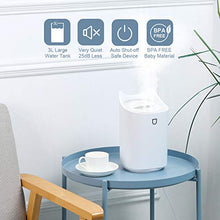 Load image into Gallery viewer, Cool Mist Humidifiers for Bedroom USB,SIXKIWI,Easy Clean/Top Fill/Never Leak/None Mildew/Dual Sprayer,3L 20hrs for Large Room,Colorful Night Light Auto Off for Home Office Baby(White)