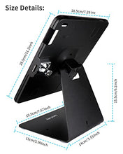 Load image into Gallery viewer, CarrieCathy Desktop Anti-Theft Security Kiosk POS Stand Holder Enclosure for 10.2" 2021 iPad 9th Gen 2020 iPad 8th Gen 2019 iPad 7th Gen, Flip & 360° Swivel Design
