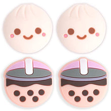 Load image into Gallery viewer, BelugaDesign Boba Dumpling Thumb Grips | Cute Food Pork Bun Baby Face Bubble Tea | Kawaii Japanese Button Joystick Cap Cover | Compatible with Nintendo Switch Standard Lite OLED (Beige)