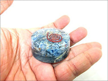 Load image into Gallery viewer, Jet Blue Kyanite Orgone Tower Buster Orgonite Piezo Electric EMF Protection Generator Frequency Ions Tested Cloud Chem Buster 40 Page Jet International Crystal Therapy Booklet