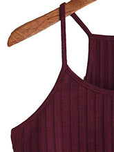 Load image into Gallery viewer, SheIn Women's Summer Basic Sexy Strappy Sleeveless Racerback Crop Top Burgundy Medium