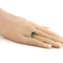 Load image into Gallery viewer, Gem Stone King 2.00 Ct Round Blue Sapphire Green Chrome Diopside 925 Sterling Silver Ring (Size 7)
