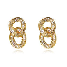 Load image into Gallery viewer, Zircon Geometric Stud Earrings - 14k Gold Plated Cross ring Inlaid with Zircon for Women Girl Gifts Valentines/Birthday/Anniversary/Mother’s Day