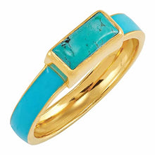 Load image into Gallery viewer, Silpada 'Building Blocks' Turquoise Ring in 18K Yellow Gold-Plated Sterling Silver, Size 7, Size 7