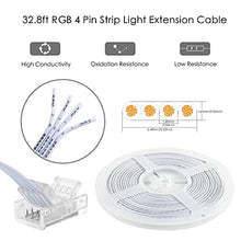 Load image into Gallery viewer, RGBZONE 32.8ft 4 Pin RGB Extension Cable Wire Cord and 5Pcs 4 Pin LED Light Strip Connectors Strip to Wire Quick Connection for 10mm Wide Waterproof or Non-Waterproof 5050 3528 LED RGB Strip Light