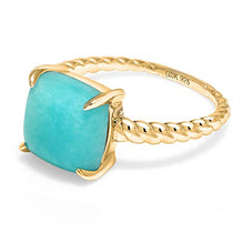 Load image into Gallery viewer, Gem Stone King 18K Yellow Gold Plated Silver Sleeping Beauty Turquoise Women Ring (10MM Square Cabochon, Available in size 5, 6, 7, 8, 9)