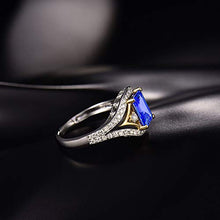 Load image into Gallery viewer, Beyond jewelry AAAA+ Genuine Tanzanite Engagement Wedding Ring with Diamonds in 14K White Gold Women's Band Gifts for Woman