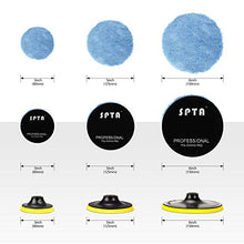 Load image into Gallery viewer, SPTA Microfiber Polishing Pads, 14pcs 3" 5" 6" Microfiber Buffing Pad Kits Removing Wax Buffer Pads Microfiber Cutting Disc Micro Fiber for DA/RO Car Polisher Polishing,Buffing,Waxing and Cleaning