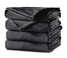 Load image into Gallery viewer, Sunbeam Heated Blanket | Queen Size Cozy Feet | Soft Velvet, 4 Customizable Heat Zones (Body, Feet, Left, Right) with Dual Controllers, 25 Heat Settings, Preheat, and Auto-Off | Slate Grey