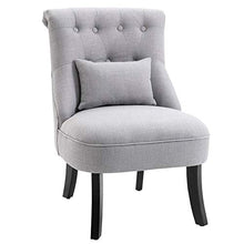 Load image into Gallery viewer, HOMCOM Accent Chair with Upholstered Fabric, Solid Wood Legs and Pillow, Perfect for The Living Room or Bedroom, Grey