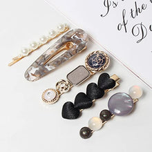 Load image into Gallery viewer, Acrylic Resin Hair Clips Pearls Hair Grips Handmade Metal Gold Hair Barrettes Marble Alligator Bobby Pins Geometric Hairpin Hair Accessories Gifts for Women Girls Pack of 10 (Color A)