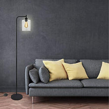 Load image into Gallery viewer, Black LED Floor Lamp, Acaxin Standing Lamp with Hanging Glass Lamp Shade, Industrial Light with Halogen Bulb for Living Room & Bedroom