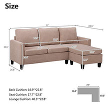 Load image into Gallery viewer, Bonnlo Convertible Sectional Sofa L Shaped Sectional Couch Small 3-Seater Sectional Sofas,Modern Living Room Sectional Sofa Couch with Reversible Chaise (Beige)