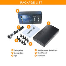 Load image into Gallery viewer, Otoscope Kit,Professional Diagnostic Ear Care Tool with 2.5V Halogen Light, 3X Magnification, 4 Speculum Tips Size - for Children, Adults, Pets, etc.