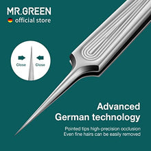 Load image into Gallery viewer, MR.GREEN Ingrown Hair Tweezers Needle Nose Pointed Tips Tweezers For Eyebrows Splinters Blackhead Removal Acne Clip Extractor (Long)